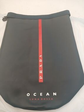Prada Ocean Luna Rossa Black Dry Bag with Red Stripe